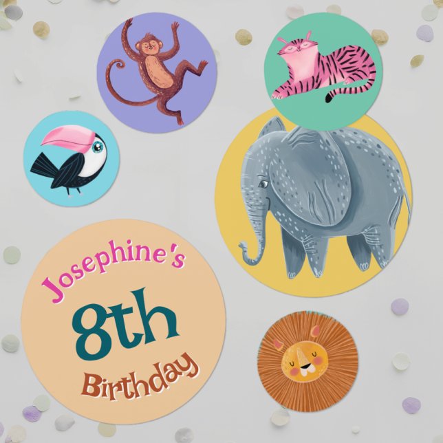 Confeti Safari jungle animals watercolor girl birthday (Subido por el creador)