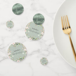 Confeti Sage Green Floral Watercolor Purpurina Quinceañera