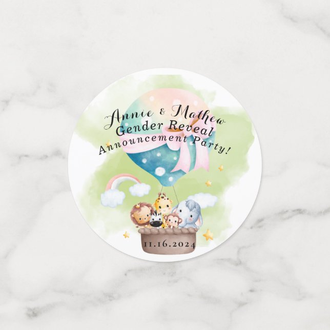 Confeti Sage Green Gender Revelan Baby Animal Safari (Anverso pequeño)