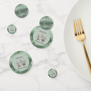 Confeti Sage Green Metallic Tiara Quinceañera