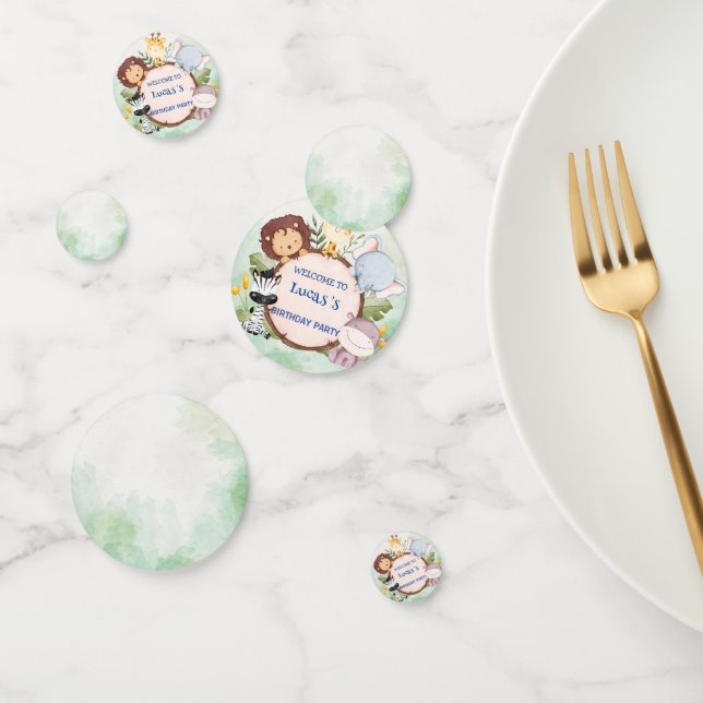 Confeti salvaje una fiesta de cumpleaños jungle safari cum (Grupo)