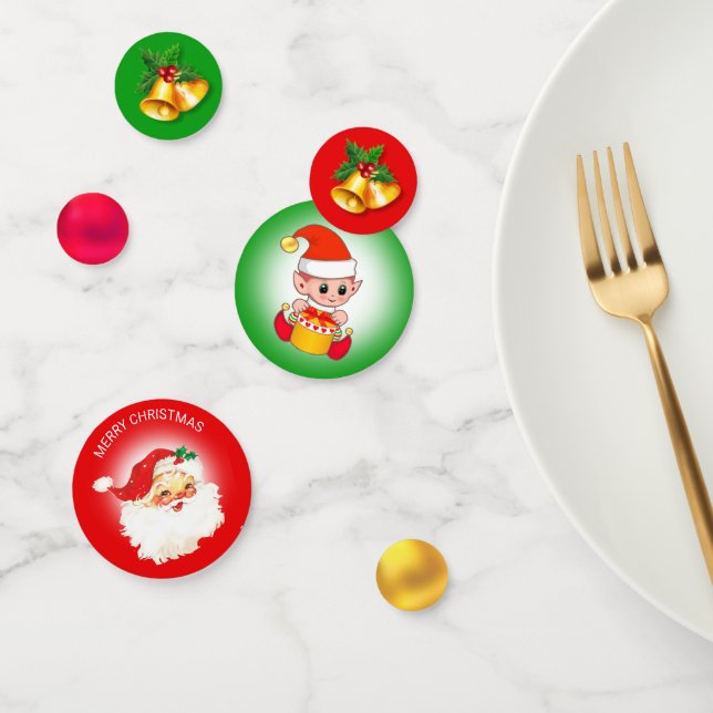 Confeti Santa Claus, elfo Navidad y Bells (Grupo)