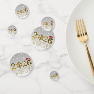 Confeti Santa Hat & Snowflake | Golden Happy New Year 2026