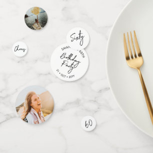 Confeti Sesenta   Foto de cumpleaños 60 de Black & White M