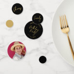 Confeti Setenta | Oro y Black Modern 70th Birthday Party<br><div class="desc">Añade detalles a tu día especial con este elegante cuadro de fotos de 70 años. Este diseño presenta un guión de broche de moda "Setenty",  "Cheers",  "Birthday" en combinación de color negro y oro. Hay más diseños y suministros de fiesta disponibles en mi tienda BaraBomDesign.</div>