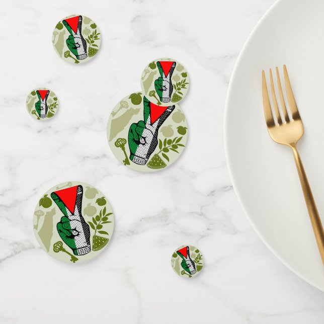 Confeti Símbolo de triángulo rojo de resistencia de mano d (Grupo)