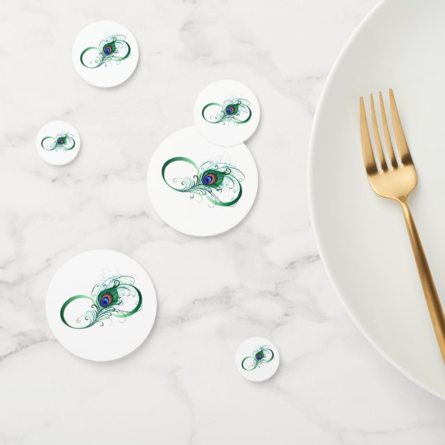 Confeti Símbolo infinito con pluma de pavo real (Grupo)