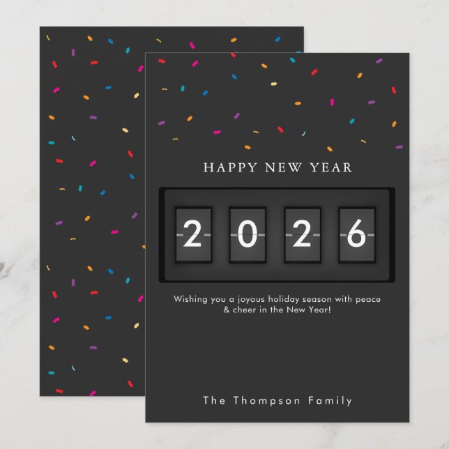 Confeti Simple de Cuenta Regresiva para Año Nuevo  (Anverso / Reverso)