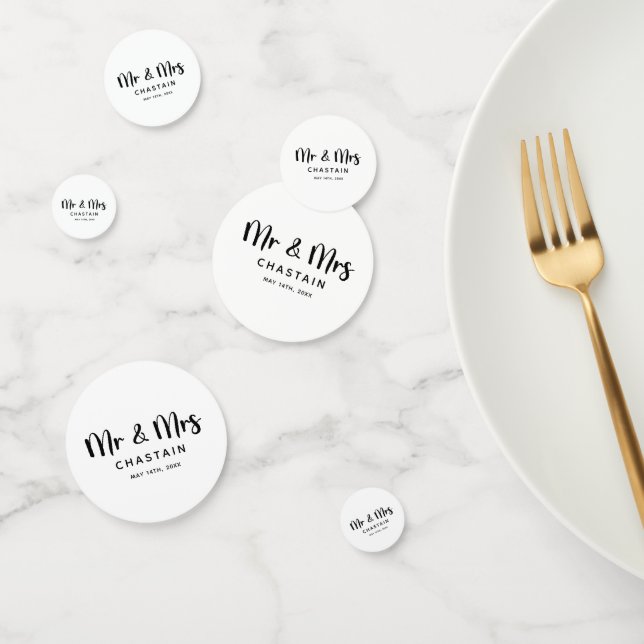 Confeti Simple Sr. & Sra. | Monograma de boda  (Grupo)