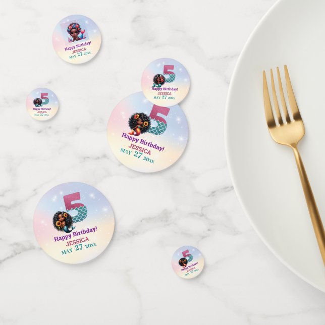 Confeti Sirena afroamericana 5° cumpleaños (Grupo)