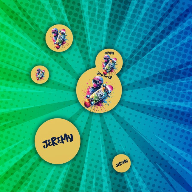 Confeti Skateboarding Skater Feliz Cumpleaños Monograma Mu (Subido por el creador)