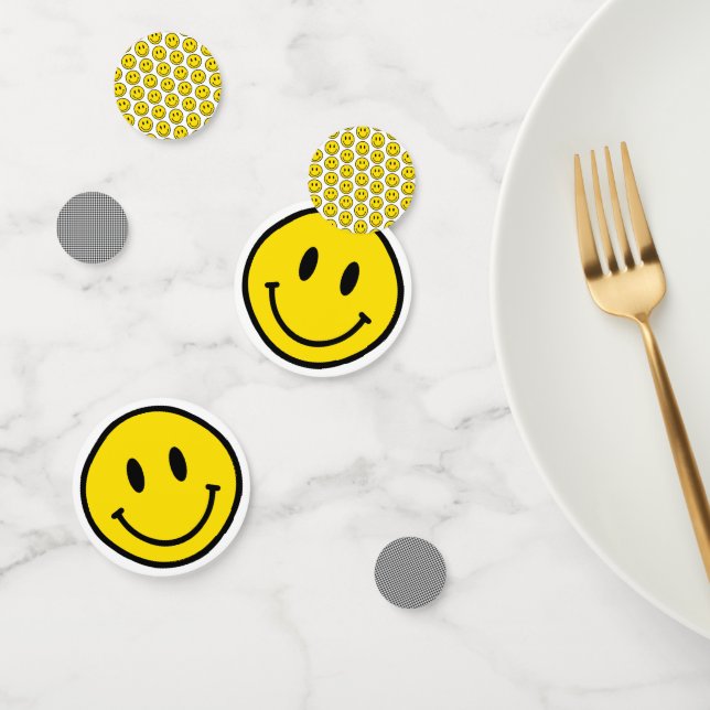 Confeti Smile Emoji Happy Face Gingham Party Fun (Grupo)