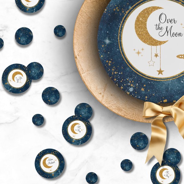 Confeti Sobre el tema del espacio lunar Baby Shower (Over The Moon Space Theme Baby Shower Confetti)