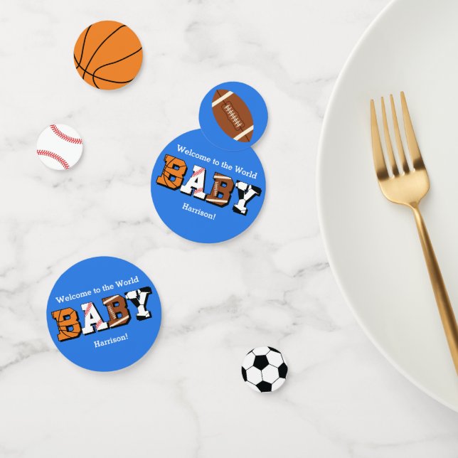 Confeti Sports Baby Shower Co-ed Theme Boy Blue (Grupo)