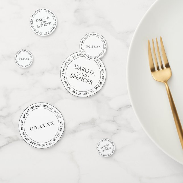 Confeti Sr. y Sr. Simple Fiesta Blanco Negro Moderno (Grupo)