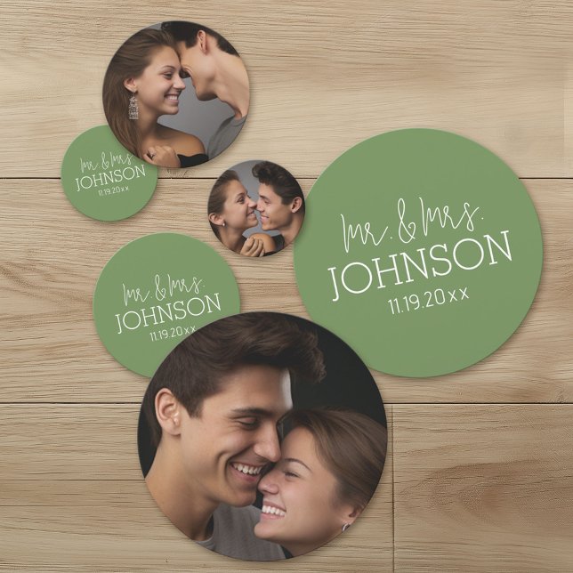Confeti Sr. y Sra. Wedding Favor - Sage Green (Custom Wedding Anniversary Confetti with Photos)
