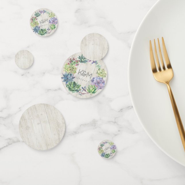 Confeti Suculentos y Boda de madera rústica Wreath ID515 (Grupo)