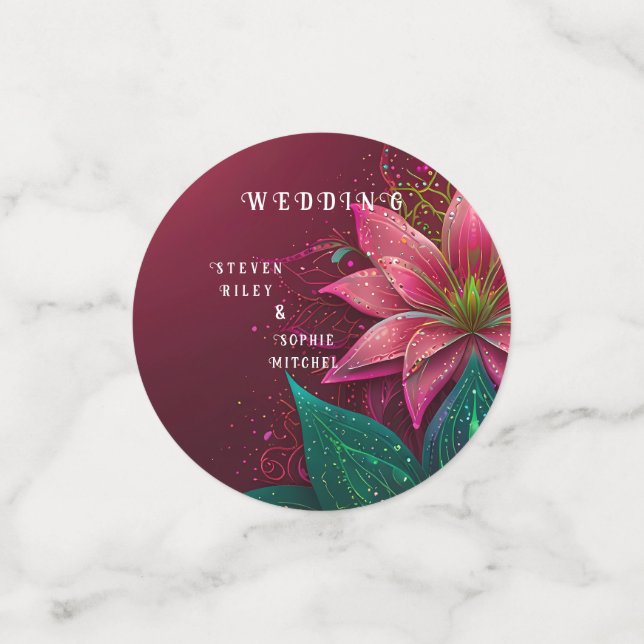 Confeti Suite de Invitación de Boda Floral de Lujo (Anverso pequeño)