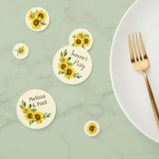 Confeti Sunflower acuarela con follaje personalizado