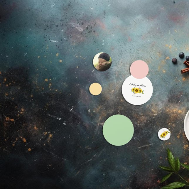 Confeti Sunflower Watercolor Pink Floral Baby Shower (Sunflower Watercolor Pink Floral Baby Shower Confetti.)