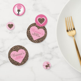 Confeti Tabla de Baby Shower de leopardo y rosa