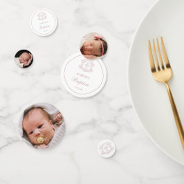 Confeti Tabla de bautismo cruzado rosa floral simple