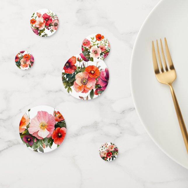 Confeti Tabla de Fiestas Florales Rosa y Rojo (Grupo)