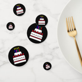 Confeti Tarta de cumpleaños feliz sobre negro