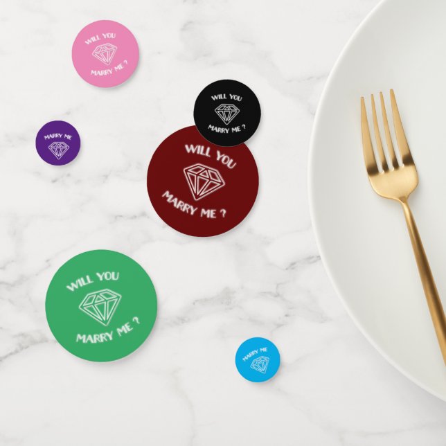 Confeti ¿Te Casarás Con Mí Art Deco Textos Neon Diamond? (Grupo)