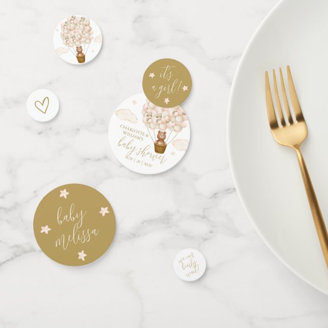 Confeti Teddy Bear Bearly Wait Gold Balloons Baby Shower (Grupo)