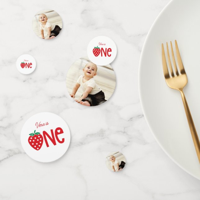 Confeti Tema de fresa 3-foto Decoración de cumpleaños (Grupo)