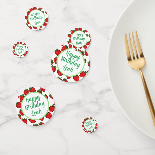 Confeti Tema de la fiesta de cumpleaños de fresa (Grupo)