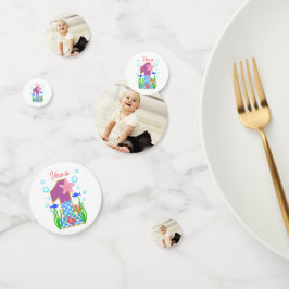 Confeti Tema de la Sirena 3-Foto Decoración del Primer Cum