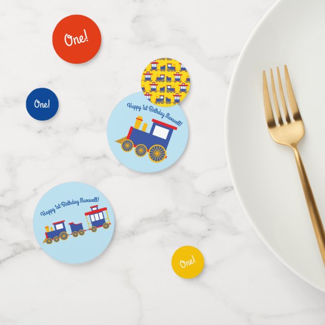 Confeti Tema del Fiesta del primer cumpleaños de Train Cut (Grupo)