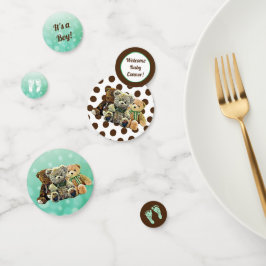 Confeti Tema del oso de peluche verde y marrón