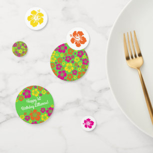 Confeti Tema del primer cumpleaños de Aloha Cute Hawaiian 