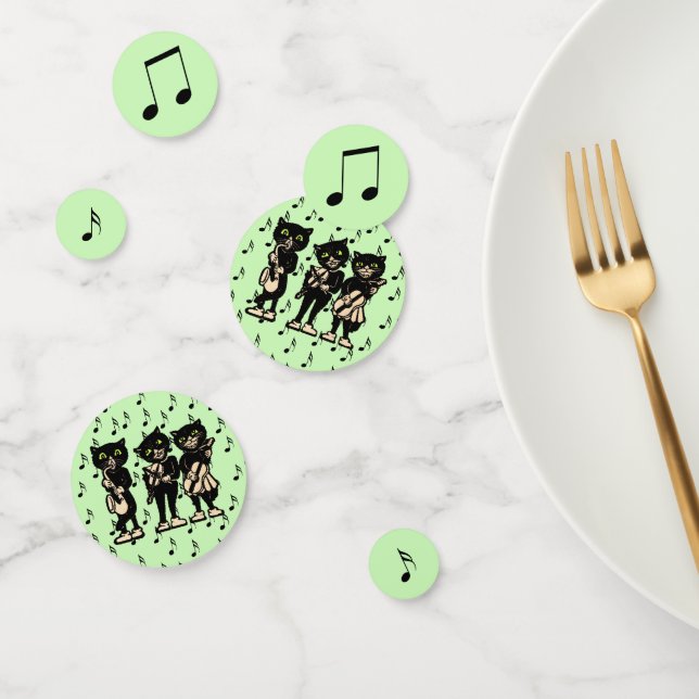 Confeti The Black Cat Musicians Music Notes Green (Grupo)