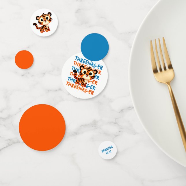 Confeti Threenager Tiger Boy 3 Fiesta de cumpleaños (Grupo)