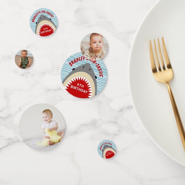 Confeti Tiburón muerde cualquier edad foto de fiesta de cu (Grupo)