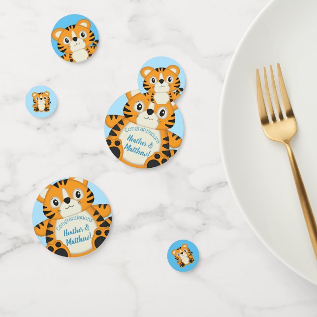 Confeti Tiger Baby Shower Blue (Grupo)