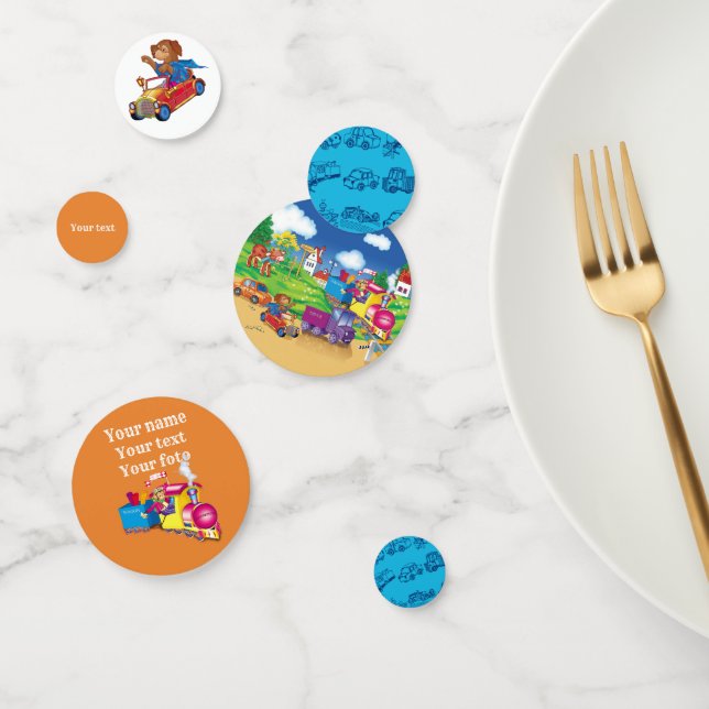 Confeti tren y auto para el niño (Grupo)