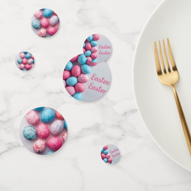 Confeti Trendy Blue and Pink Easter Eggs Pattern Paper  (Grupo)