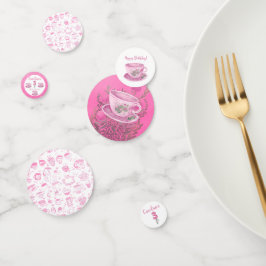 Confeti Tres Es hora de tomar té Invitación de cumpleaños