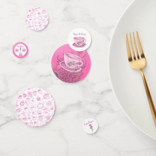 Confeti Tres Es hora de tomar té Invitación de cumpleaños  (Grupo)