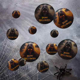 Confeti Un demonio oscuro con naranja humo halloween