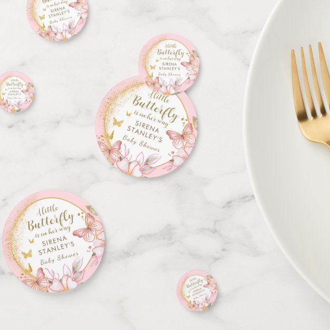 Confeti Una mariposa pequeña Chica floral rosa Baby Shower (Subido por el creador)