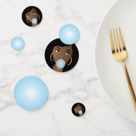 Confeti Una mujer negra que se queda con el azul de la bom