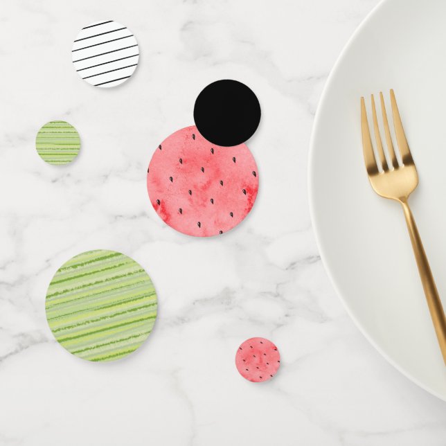 Confeti Uno en la mesa de cumpleaños de la sandía de melón (Grupo)