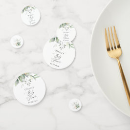 Confeti Verdor, hojas de eucalipto, Boho, Baby Shower