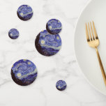 Confeti Vincent Van Gogh Starry Night Vintage Bella Artes<br><div class="desc">Vincent van Gogh Starry Night Bella Artes Painting Starry Night es un cuadro del artista holandés post-impresionista Vincent van Gogh. El cielo azul nocturno está lleno de nubes, estrellas y una luna creciente brillante. La noche estrellada es la única noche de la serie de vistas desde la ventana de su...</div>